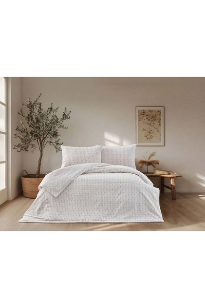 Boho Chic Spring Easy Cotton Ravel Duvet Cover Set Double - Cream