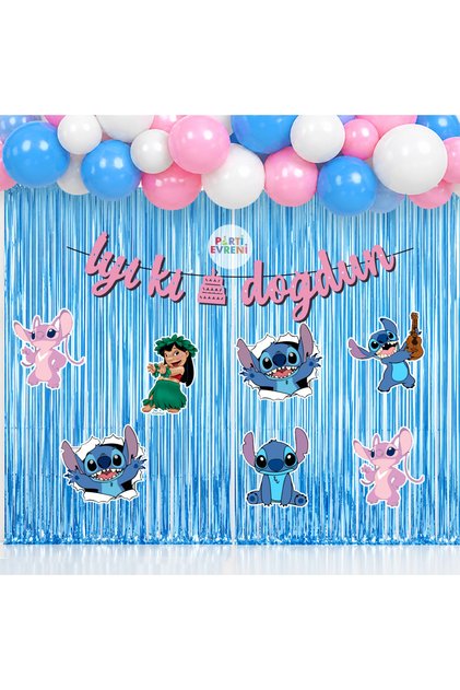 Stitch Temalı Arka Fon Süsleme Seti 1 Metre