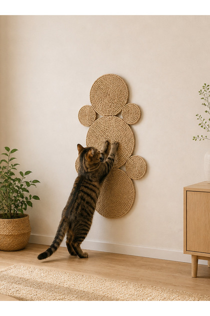 100% Organic Straw Jute Rope Stitched Cat Scratching Mat Natural Non-Disassembled Pet-Friendly