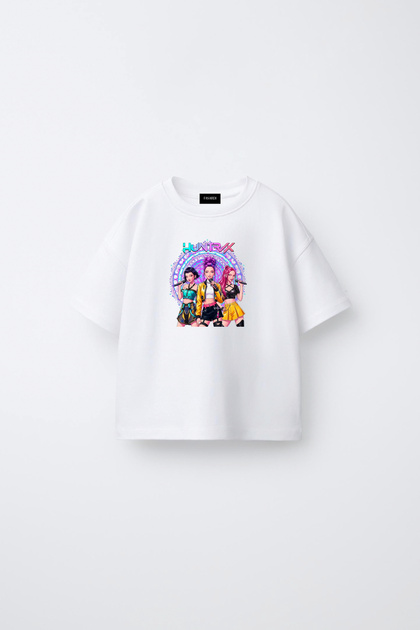 Kpop Demon Hunters Huntrix Zoey Rumi Mira Printed Oversize 100% Cotton Short Sleeve Girls' T-Shirt