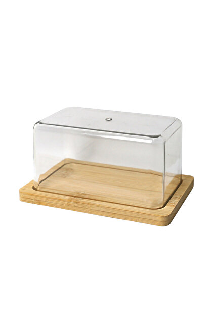 1PC Bamboo Butter Dish Plate with Transparent Cover Household Butter Box Container Refrigerator Keep