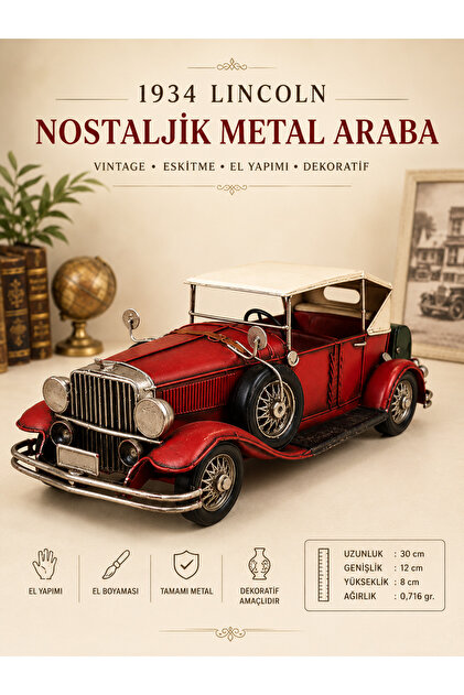VALENZA STORE Eskitme Büyük Boy Dekoratif Metal ATATÜRK Arabası