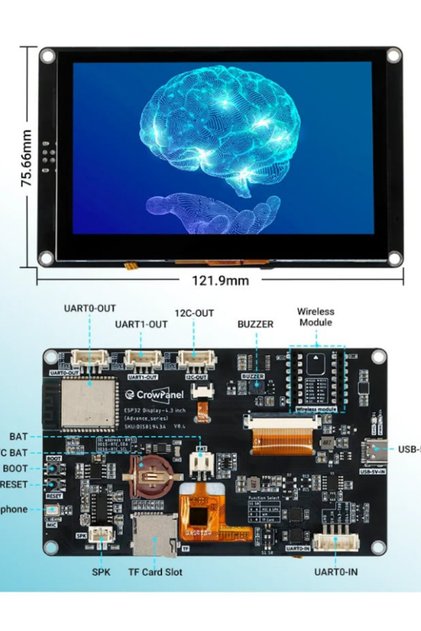 CrowPanel Advance 4.3'' ESP32-S3 HMI Dokunmatik Ekranlı (480x272)