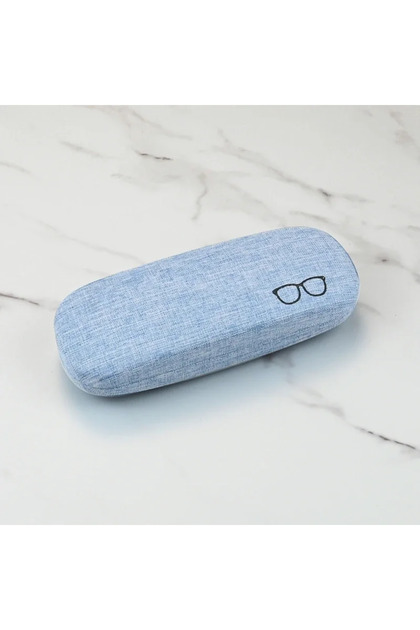 blue Linen Solid Color Glasses Case Hard Shell Anti-Pressure Portable Eyeglasses Storage Box For Men