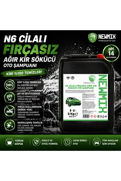 Newmix N6 Ağır Kir Fırçasız Oto Yıkama Şampuanı 5 Kg - Fiyatı