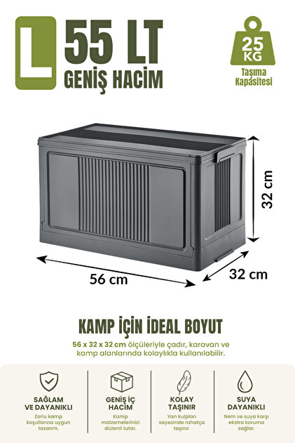 obido Lavine (LARGE) Katlanır Kamp Depolama Sandığı L Size 55lt