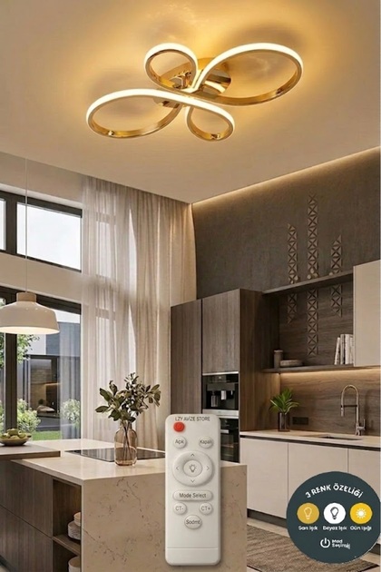 Liya Modern Kumandalı LED Plafonyer Avize 3 Renk | Salon, Yemek Odası ve Oturma Odası İçin