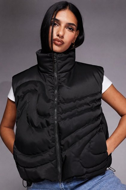 Therma Fit Sportswear Swoosh Series Oversized Down West Oversize Kaz Tüyü Kadın Yelek Siyah