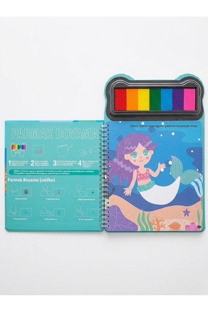 Sea World Finger Painting Activity Book and 7 Color Paint Set 50 Pages (Ages 3+)