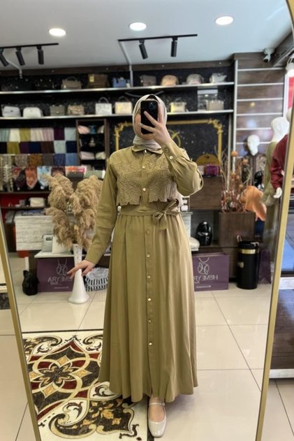 Nakışlı Modal Elbise