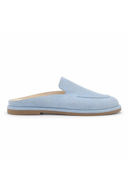 Mule Genuine Leather Blue Suede Women's Slippers Comfortable Fit Daily Lightweight Women's Shoes
