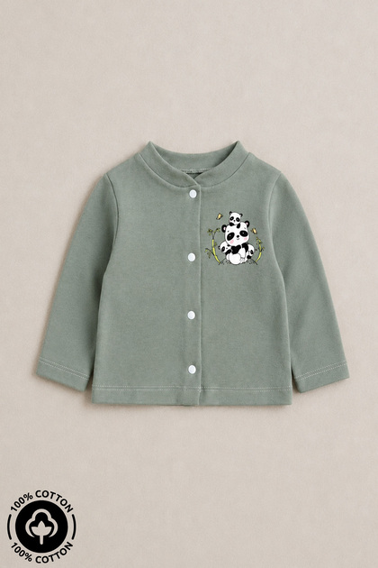 Unisex Baby Panda Printed 100% Cotton 3-12 Months Seasonal Combed Cotton Baby Cardigan