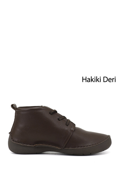 GNDER(R) Women's Brown Lace-Up Genuine Leather Comfort Boots- Trendyol