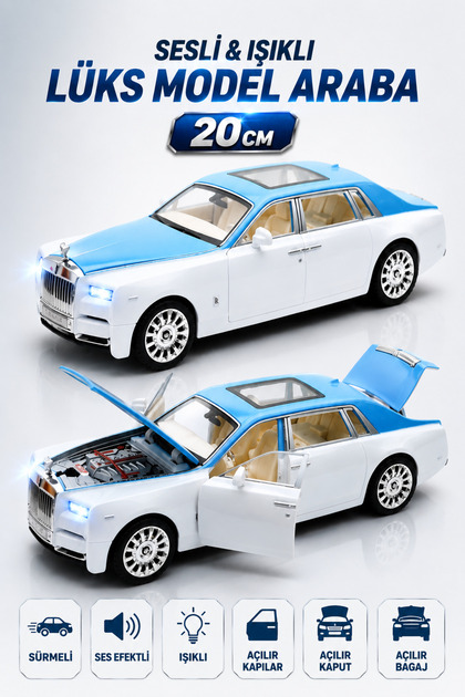 YILDIRIM OYUNCAK Sürtmeli Sesli Işıklı Rolls Royce Lüks Model