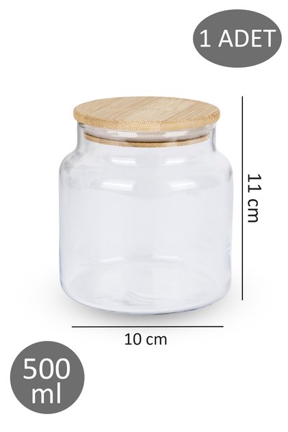 Vacuum Sealed 500ml Glass Jar with Bamboo Lid, 1 Piece