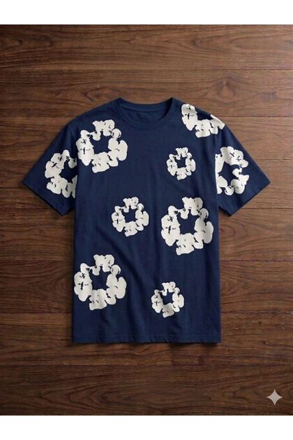 Oversize Unisex T-Shirt - 3D Puff Embossed Printed Floral Pattern
