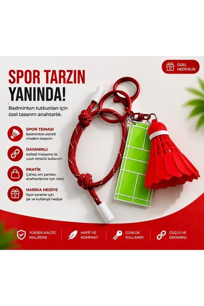 🏸 Sports Themed Badminton Charm Keychain