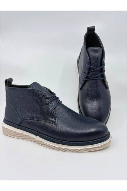 Men's Leather Boots Navy Blue