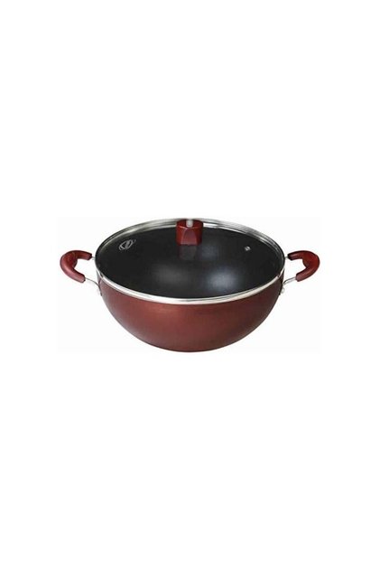 by Bajaj Electricals Select J Class 2 L Aluminium Non Stick Induction Deep Kadhai with Lid (Maroon, 22 cm, 2.6 mm)