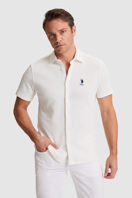 Men's White Knitted Shirt 50320217-Vr013