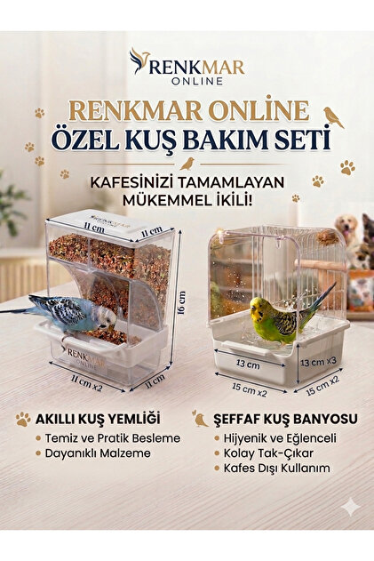 White Smart Feeder-White Bath Bowl. for Lovebirds, Canaries, Finches, Etc. Birds