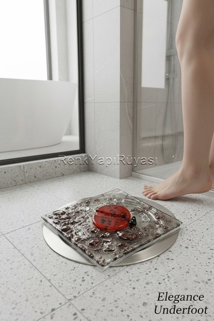 Cam Banyo Gideri Kapatıcısı, Dekoratif Süzgeç Kapağı, Cam Süzgeç Kapağı 10cmx10cm