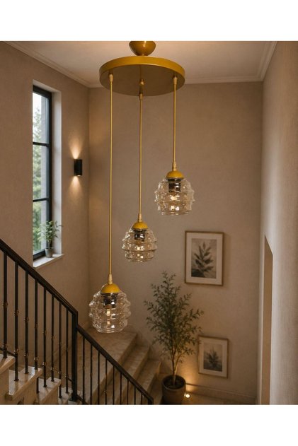 Nilay eskitme gold kasa 3lü sarkıt avize