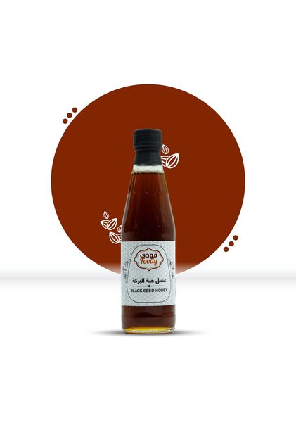 Tamr Wa Qawah Foody Black Seed Honey 500g – 100% Natural Raw Honey Infused with Nigella – Premium Imune Support, Digestive Wellness, and Natural Sweetener Jar