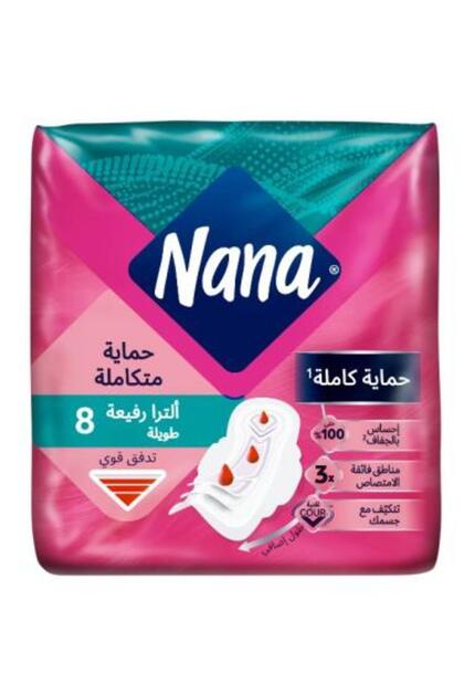 فوط نسائية الترا رفيعة طويلة بالاجنحة من نانا – 8 فوطة