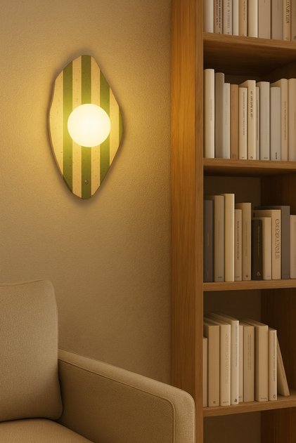 Espe Green Striped Travertine Marble Opal Glass Globe Wall Sconce G9 Bulb Included Modern Lamp with Button Switch