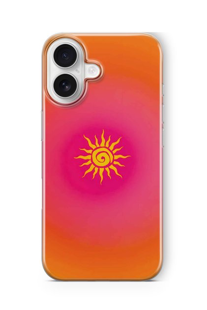 iPhone 17 Compatible Retro Sun Pattern Transparent Phone Case