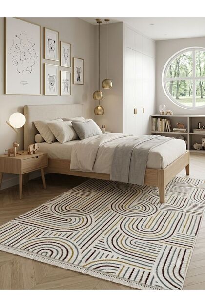 Antiq Halı Çok Renkli Modern Kaymaz Taban Çocuk Odası Salon Hol, Koridor Mutfak Yıkanabilir Jel Kesme Yolluk