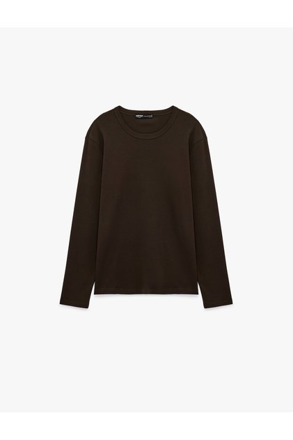 Cotton Long Sleeve Crew Neck Basic T-Shirt