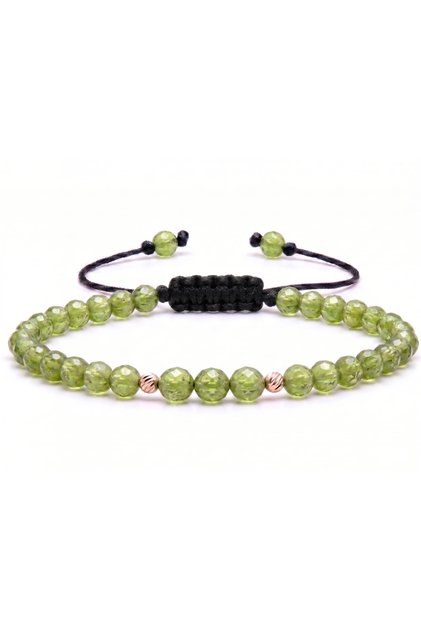 Bratara cu 2 bile de Aur 14k si Peridot
