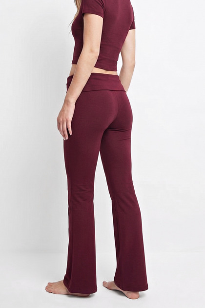 Kadın İspanyol Paça Jarse Ultra Soft Pantolon Flared - Bordo 3
