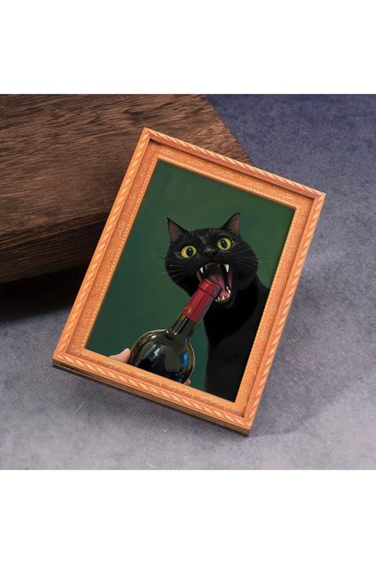 MULTI 1 Piece of Quirky Drinking Black Cat Fridge Magnet, Silly Cat Biting Wine Bottle Magnetic Stic