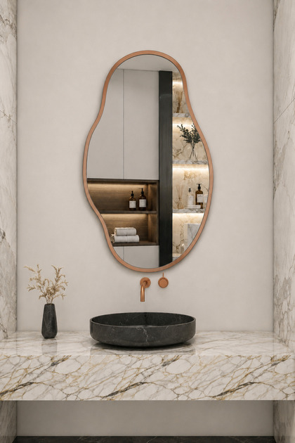Asimetrik Ayna Çerçeveli Ayna Duvar Aynası Konsol Aynası Banyo Aynası Çerçeveli Ayna