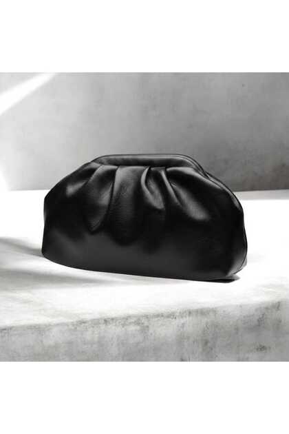 Drawstring Cloud Model Women's Handbag - Soft Leather Look Portfolio Bag