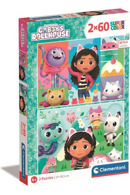 Puzzle pentru copii Super Color Casa de păpuși a lui Gabby, pentru 4+ ani, 60 de piese