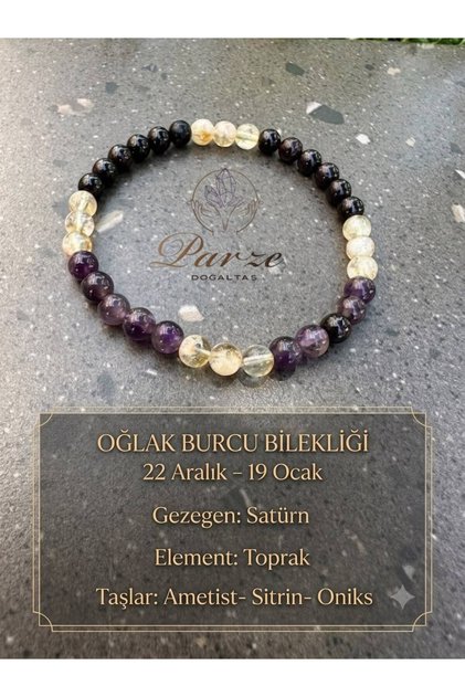 Zodiac Capricorn Natural Stone 6 mm Bracelet (Traditional Astrological Birthstones)