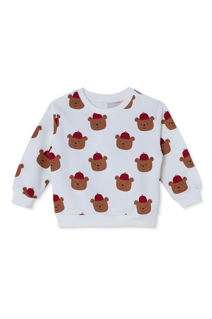 HelloBaby Erkek Bebek Sweatshirt Ayı Baskılı Bisiklet Yaka Long Sleeve