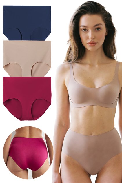 Women'S, Laser Cut Seamless Women's Underwear, Bikini and High Waist, 3 and 6 Piece Sets