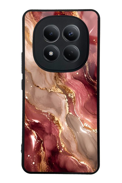 Xiaomi Redmi Note 15 Pro 4g Burgundy Gold Marble Design Glossy Phone Case