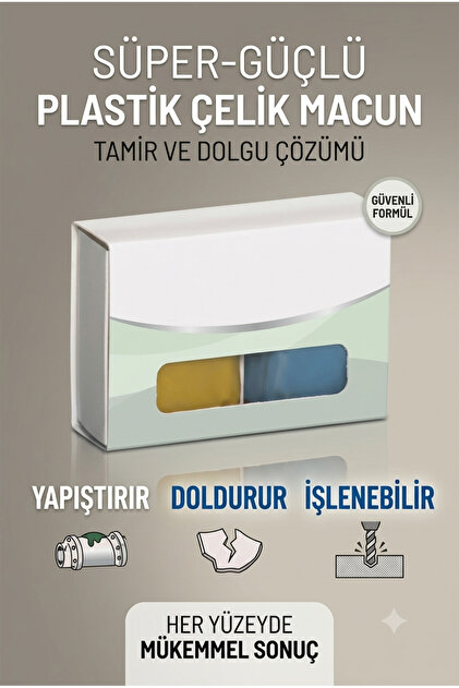 Süper Güçlü Çelik Macun - Çok Amaçlı Tamir, Dolgu ve Yapıştırıcı Hamur (Epoksi Macun)