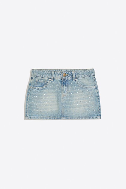 Işıltılı denim etek