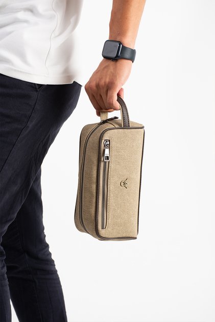 Men's Canvas Fabric 3-Compartment Portfolio Shaving Bag