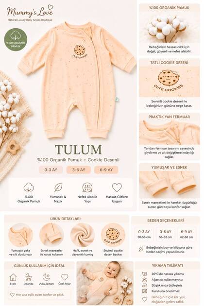 Gots Certified Baby Girl Jumpsuit - 100% Organic Cotton - Salmon