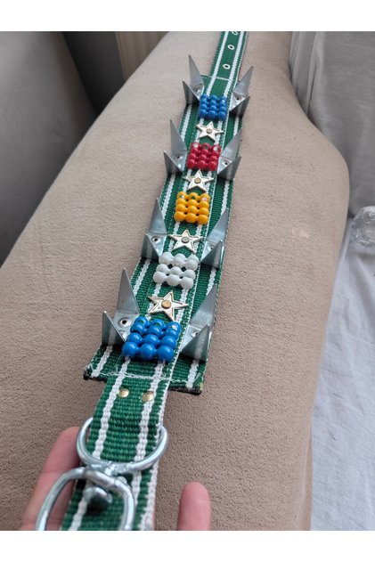 Spiky Green Palaska Collar with Beads Large Breed
