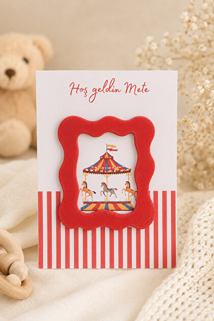 Kişiye Özel Magnet Çerçeve - Hoş Geldin Bebek Kartı - Baby Shower Hediyeliği - Doğum Günü Hediyeliği 10 Adet Kartlı Çerçeve Magnet
