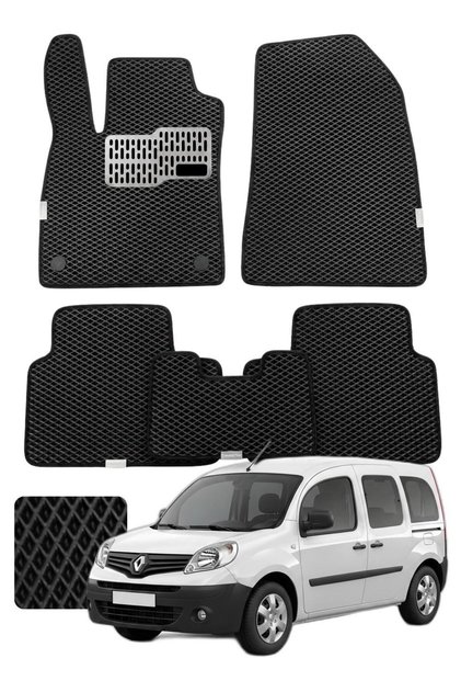 Renault Kangoo 2007-2021 Araca Özel Premium Eva Oto Paspas Topuk Korumalı - Siyah